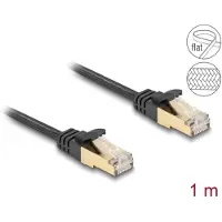 DeLOCK – RJ45 Flat Network Cable with braided jacket Cat.6A U/FTP plug to plug 1 m black (80325)