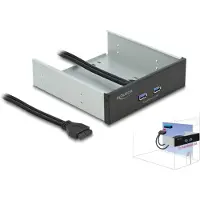 DeLOCK 61005, Universaali, Etupaneeli, Metalli, Musta, 5.25", USB A 3.0