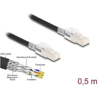 DeLOCK – RJ45 Network Cable Cat.6A S/FTP with secure clips set 0.5 m black (80254)