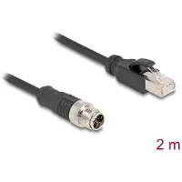 DeLOCK 80867, 2 m, Cat5e, S/FTP (S-STP), M12, RJ-45, Musta