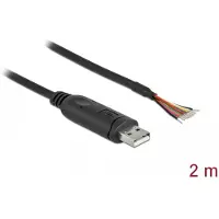 DeLOCK 90416, Musta, 2 m, USB 2.0, RS-232, Uros, Suora