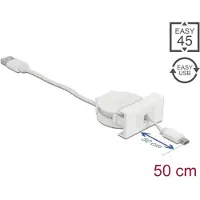 DeLOCK – Easy 45 Module USB 2.0 Retractable Cable USB Type-A to EASY-USB Type Micro-B, white (81319)