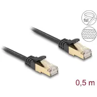 DeLOCK – RJ45 Flat Network Cable with braided jacket Cat.6A U/FTP plug to plug 0.5 m black (80324)