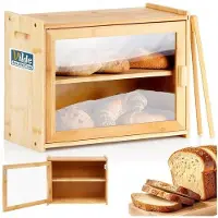 By Lille Vilde Leipälaatikko 2-kerroksinen hyllyleipälaatikko pihdeillä 40x20x31 cm