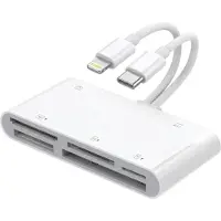 NÖRDIC USB-C/Lightning-kortinlukija 5-paikkainen CF, SD, MicroSD, MS, XD 1xUSB-A 1xUSB-C UHS-I