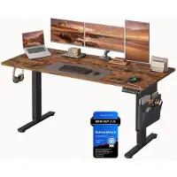 Songmics Sähköpöytä Korkeussäädettävä 160x70x72-120 cm Ruskea Teräs
