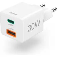 Hama ładowarka mini 30W PD/QC 1x USB-C, 1x USB-A biała