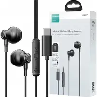 JOYROOM EC07 Metalliset puoliksi korvakäytävään asennetut USB-C-kuulokkeet mikrofonilla - musta