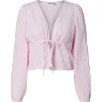 Pieces Pcsastina Ls V-Neck Tie Top Wvn Msa Bc - Pink - S