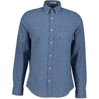 Gant Reg Cotton Linen Print Shirt - Blue - S