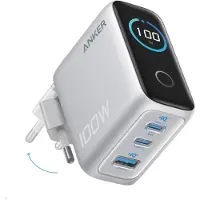 Anker 100W:n GaN-seinälaturi älynäytöllä - hopea