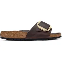 Birkenstock for woman. 1032914 Brown Madrid Big Buckle Leather Sandals (Narrow Fit) (37), Flat, None, Casual