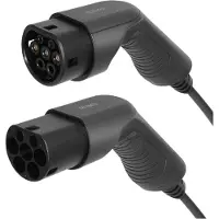 Deltaco – E-Charge, kaapeli Type 2 - Type 2, 1-vaihe, 16A, 10m, musta (EV-12010)