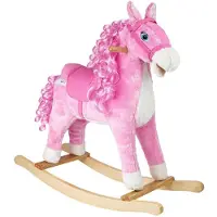 Leantoys Lean Sport Vaaleanpunainen keinuhevonen, jossa on kiharat äänet 74 cm