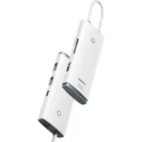 Baseus HUB Lite Series 6-in-1 Multifunctional (Type-C to 2x USB 3.0 / Type-C / HDMI 1.4 / SD/TF) White (WKQX050102)