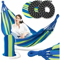 Sofotel Mukava yhden hengen riippumatto 100 × 200 cm sininen/vihreä