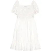 Tommy Hilfiger Seersucker Puff Sleeves Dress Ss - White - 152
