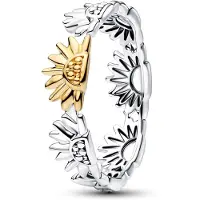 Pandora Sunflower Two-Tone Band Ring - Silver - 60