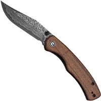 CIVIVI Clingman C23065B-DS1 Damascus, Milled Guibourtia Wood, pocket knife, Taylor Martin design