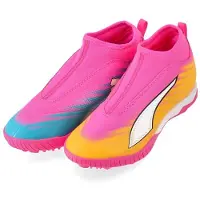Puma Ultra 6 Match Mid Laceless + TT Showtime - Poison Pink/Valkoinen/Aurinkovirta/Sininen/Musta Lapset - Turf (TF), koko 34