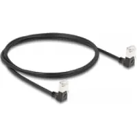 DeLOCK – RJ45 Network Cable Cat.6A S/FTP Slim 90° downwards / downwards angled 1 m black (80299)