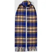 Selected Slmtope Wool Check Scarf - Blue - ONE SIZE