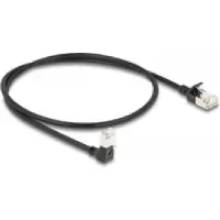 DeLOCK – RJ45 Network Cable Cat.6A S/FTP Slim 90° downwards angled / straight 0.5 m black (80304)