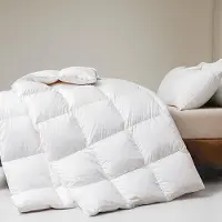 Nikcorp Untuvapeitto kesäpeitto kevyt puuvilla pehmeä mukava valkoinen 200x200 cm — allergiaystävällinen peitto, untuvavuodevaatteet, kesäpeitto, hengittävä peitto, hanhenuntuvapeitto, puuvillavuodevaatt