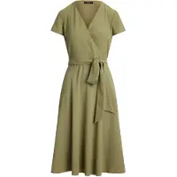 Ralph Lauren Belted Georgette Surplice Dress - Khaki green - 34