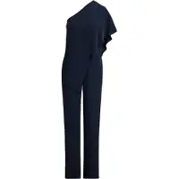 Ralph Lauren Cape Georgette One-Shoulder Jumpsuit - Navy - 38
