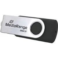 MediaRange MR1955, 256 GB, USB Type-C, 3.2 Gen 1 (3.1 Gen 1), 100 MB/s, Taittuva, Musta, Hopea