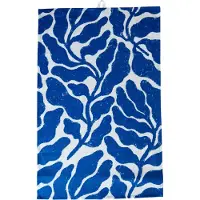 Fine Little Day Leaves keittiöpyyhe Valkoinen-sininen, 47x70 cm