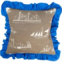 Fine Little Day Ohoy tyynynpäällinen Ruskea–natural–sininen, 48x48 cm