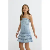 Gina Tricot  - Y jeanqueen smock dress - Mekot tytöille 9–14 vuotta - Sininen - 170 - Tyttö