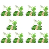 Semoic 10X Green Coconut Tree Toothpicks Paper Umbrellas Toothpicks Handmade Cocktail Parasol Sticks for Cocktail Decorations