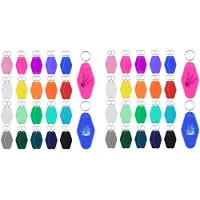 Zandona 80Pcs Vintage Motel Keychains 20 Colors Hotel Keychains Blank Heat Transfer Ornament for Sublimation Vinyl DIY Making