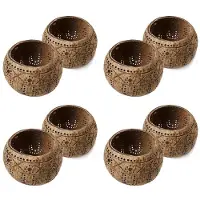 Semoic 4X Candle Coconut Shell Bowl,Candle Holders,Handmade Coconut Shell Candle Holder for Tealight Small Pillar,Storage Bowl