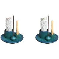 Semoic 2X Sticks Holder, Multi-Purpose Handmade Incense Burner for Incense Sticks, Sage Holder for Burning, Ash Catcher Tray