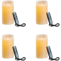 Semoic 4X LED Candles, Flickering Flameless Candles, Rechargeable Candle, Real Wax Candles with Remote Control,12.5cm A