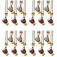 Semoic 20 Pcs Instrument Necklaces Djembe Drum Pendant African Drum Wooden Necklace Drums and Percussion