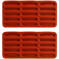 Semoic 2X Tiramisu Finger Biscuit Silicone Mould,15 Cavities Cereal Bars Baking Mould,Chocolate Bar Mold, Long Strip
