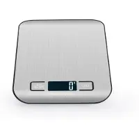 INF Ladattava digitaalinen keittiövaaka paristoilla - hopea ruostumaton teräs 5 kg/1 g