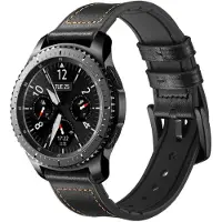 INF Ranneke Samsung Gear S3 Classic, Frontier, Galaxy Watch 22 mm Nahka musta