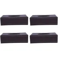 Semoic 4X Portable Leather Rectangular Tissue Cover Box Holders Case Pumping Paper Hotel Home Car Gift Brown