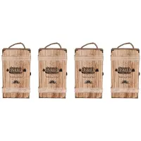 Semoic 4X Vintage Wood 2 Red Wine Bottle Box Carrier Crate Case Storage Carrying Display Holder Birthday Party Christmas Gift