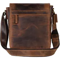 Green Burry Vintage Crossbody-laukku Nahka 23 cm Ruskea