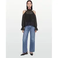 Gina Tricot Boho Chiffong Blouse - Black - L