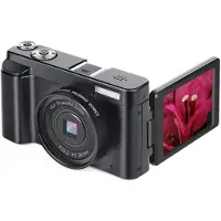 INF 4K-digikamera 48 megapikselin resoluutiolla, 3 tuuman kääntyvällä näytöllä ja älykkäillä kuvausominaisuuksilla, musta