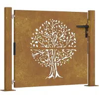 vidaXL Puutarhaportti 105x80 cm Corten-teräs, puukuvio