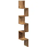 vidaXL Seinäkulmahylly vanhaa puuta 20x20x127,5 cm lastulevy